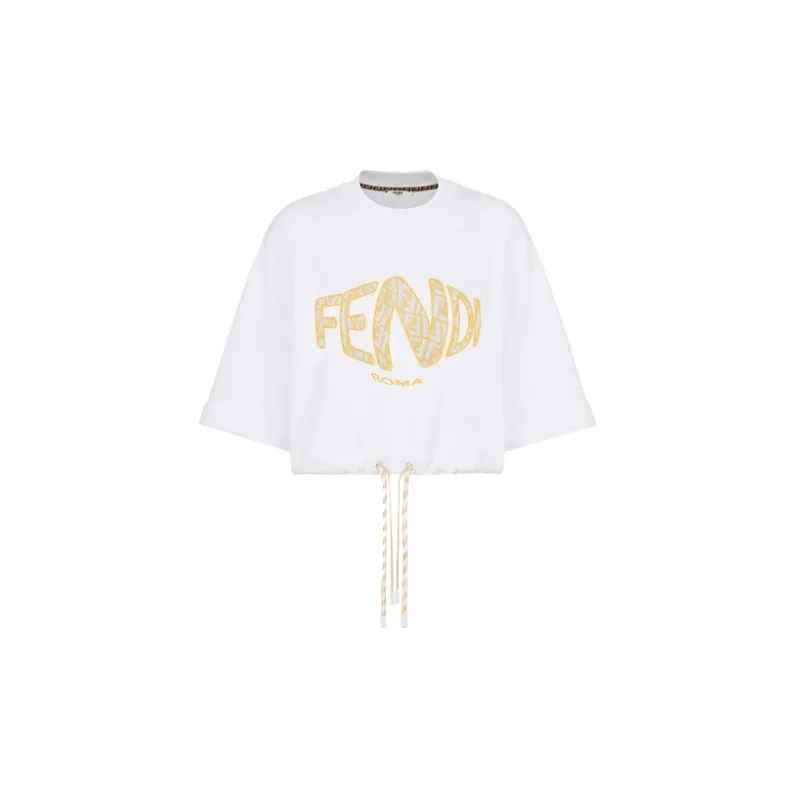 FENDI Fisheye Crop Jersey Sweatshirt 'White'-1