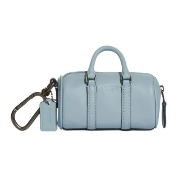 COACH Bag Charm Leather Boston Bag Handbag Charm Bag Accessory Unisex Light Blue