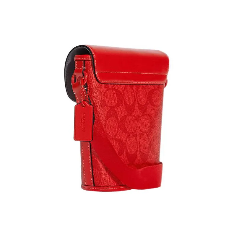 COACH Track Coated Canvas With Cow Leather Shoulder Bag Crossbody Bag Mini Men's Red-1