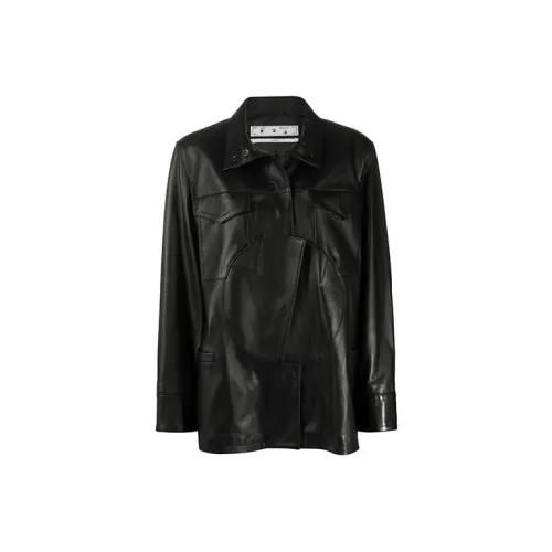 OFF-WHITE FW21 Leather Jackets Women's Black