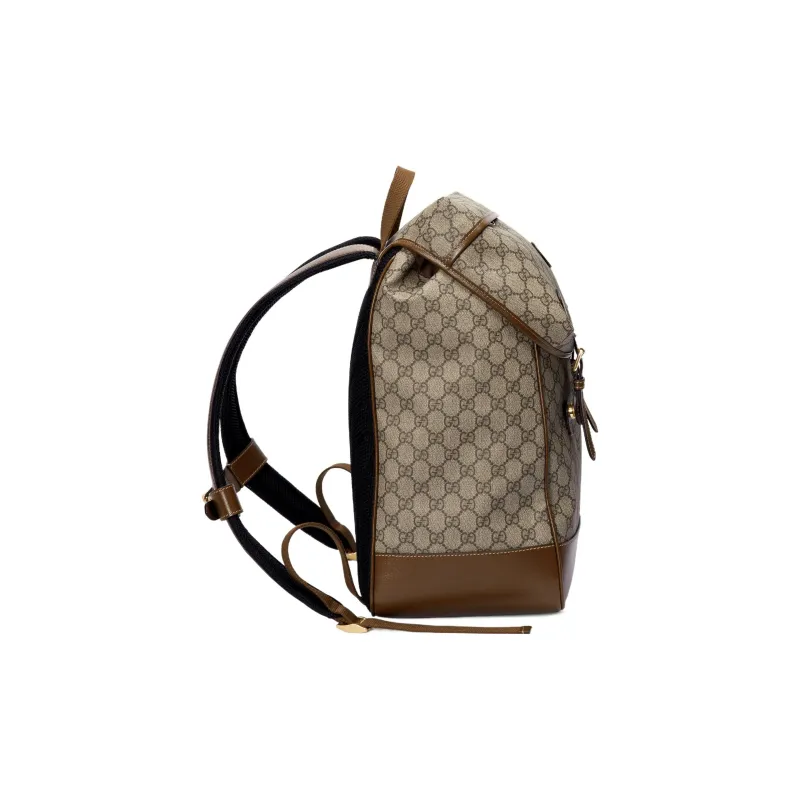 GUCCI Canvas With Leather Backpack Regular Men's Brown/Ebony-3