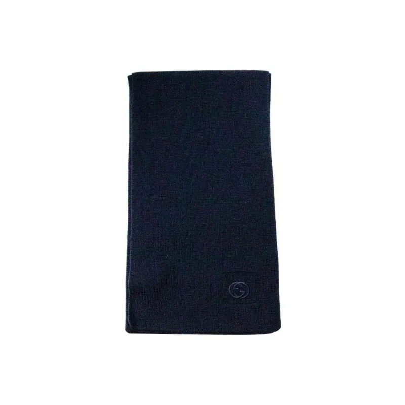 GUCCI Wool Knit Scarves Unisex Marine Blue-1