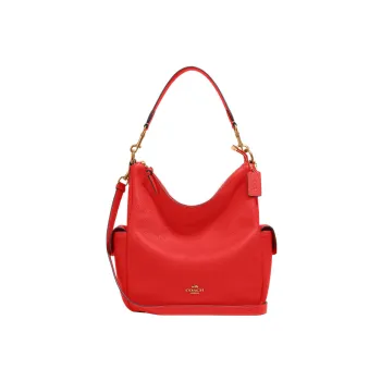 COACH Pennie Leather Bucket Bag Handbag Shoulder Bag Crossbody Bag Large Size Women's Red