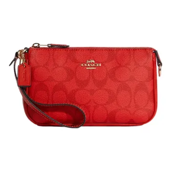 COACH Nolita Canvas With Leather Pochette, Shoulder Bag, Wrist Bag, Clutch Trumpets Women's Red