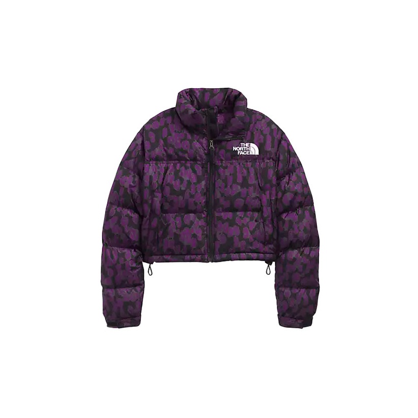 Purple north face puffer jacket deals