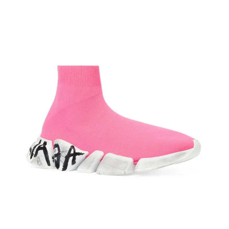 Balenciaga Speed 2.0 Graffiti Recycled Knit Fluo Pink Women's-1