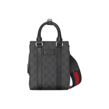 GUCCI Coated Canvas With Leather Tote Bag Shopping Bag Handbag Shoulder Bag Crossbody Bag Mini Men's Black