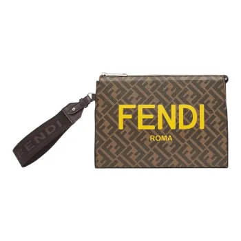 FENDI Cotton Handbags Clutches Men's Brown