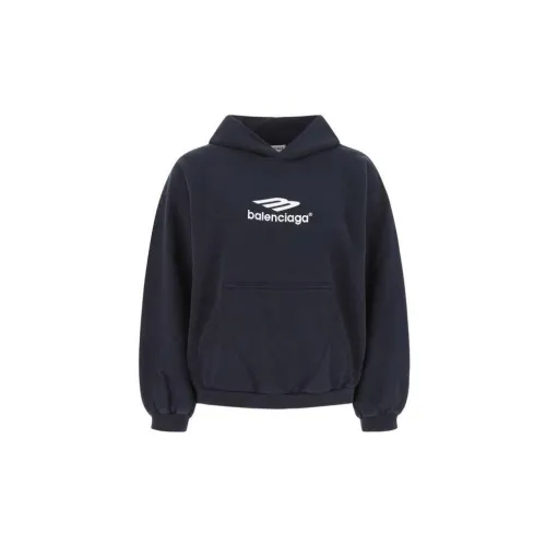 Balenciaga Women's 3B Sport Embroidered Hoodie Navy Blue