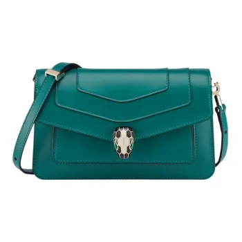 BVLGARI Cow Leather Crossbody Bag, Shoulder Bag Women's Green