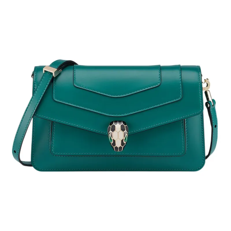BVLGARI Cow Leather Crossbody Bag, Shoulder Bag Women's Green-0