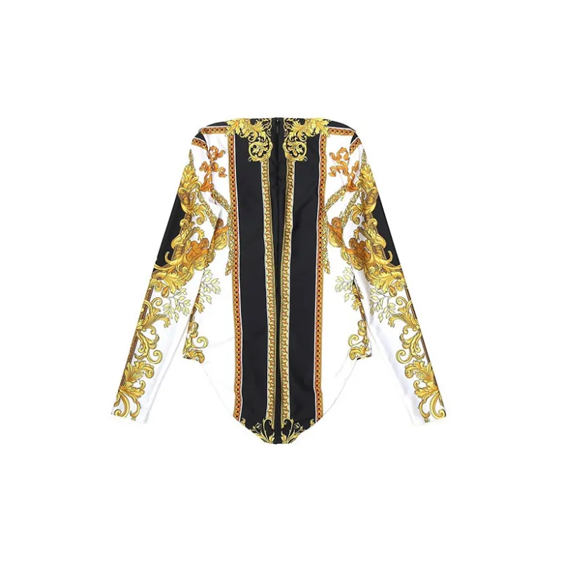VERSACE Medusa Renaissance Print Bodysuit 'Black/Gold/White'-1