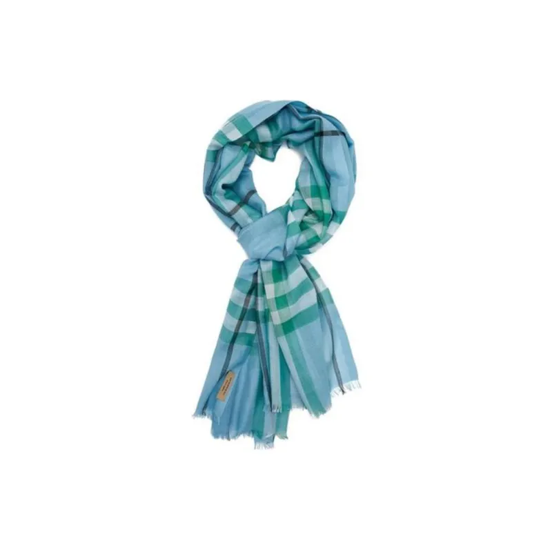 Burberry Knit Scarves Unisex Light Peridot Blue-0