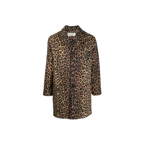 SAINT LAURENT Coats Men Leopard Print