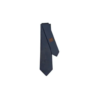 HERMES Ties Men Ties Marine Blue/Silver