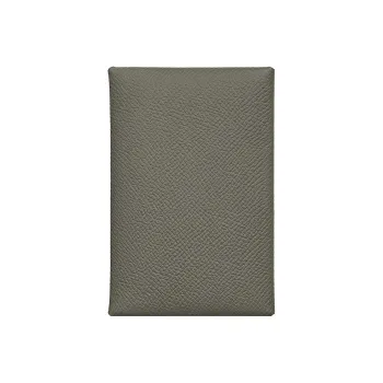 HERMES Calvi Duo Epsom Calfskin Card Holder Wallet Unisex 0L Grismeyer Cumulus Gray
