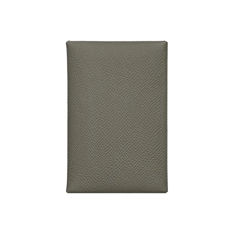 HERMES Calvi Duo Epsom Calfskin Card Holder Wallet Unisex 0L Grismeyer Cumulus Gray-0
