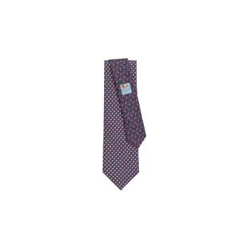 HERMES Ties Men Marine Blue/Sky Blue/Red