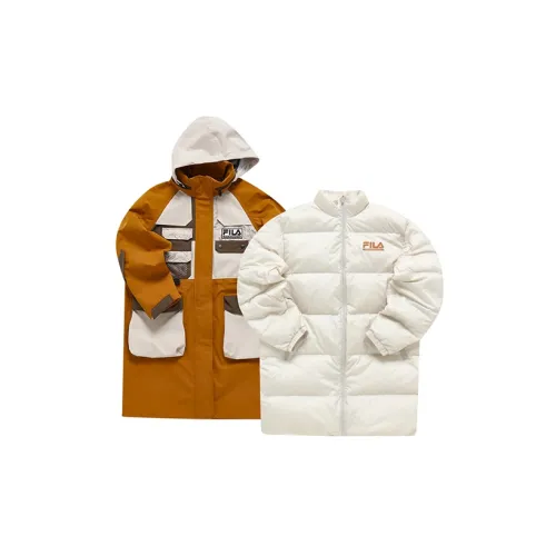 White Mountaineering FILA FUSION Hakusan L Collaboration Collection Down Jackets Women's Mist Brown