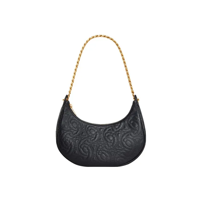 CELINE AVA Sheepskin Shoulder Bag Handbag Medium Size Women's Black-0