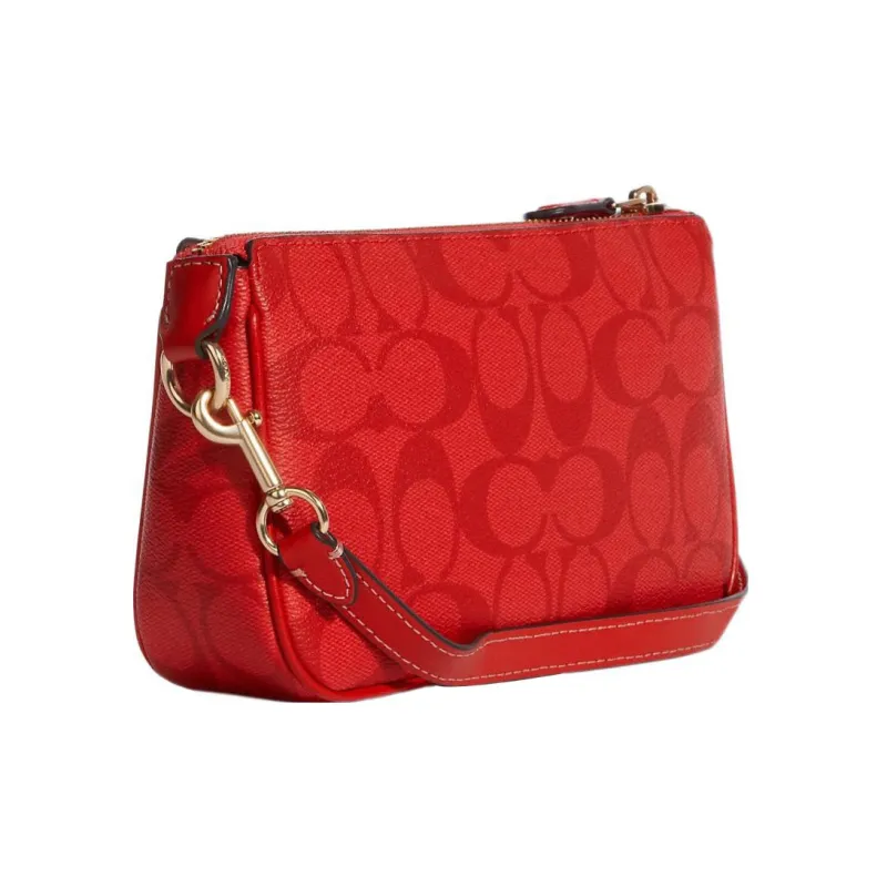 COACH Nolita Canvas With Leather Pochette, Shoulder Bag, Wrist Bag, Clutch Trumpets Women's Red-1