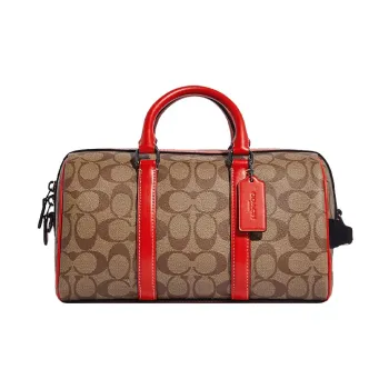 COACH Venturer Cow Leather Handbag Shoulder Bag Crossbody Bag Travel Bag Medium Size Unisex Khaki & Red