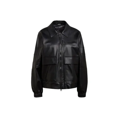 Adidas Originals Blue Version Collection Leather Jackets Women's Black