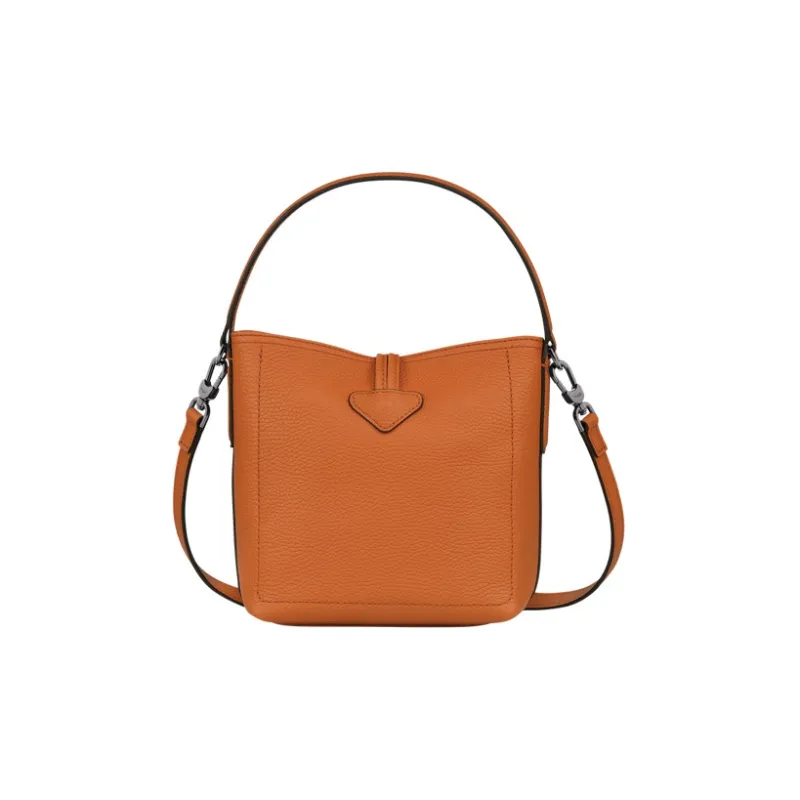 LONGCHAMP Cow Leather Bucket Bag Portable Crossbody Bag Shoulder Bag Small Size Women's Orange-3