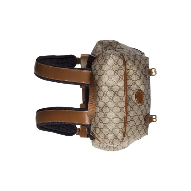 GUCCI Canvas With Leather Backpack Regular Men's Brown/Ebony-4