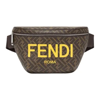 FENDI ROMA Polyurethane Shoulder Bag Crossbody Bag Fanny Pack Men's Brown