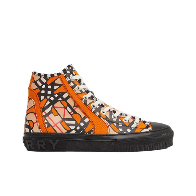 Burberry High Top Stylish Skateboarding Shoes Men's Bright Orange-1