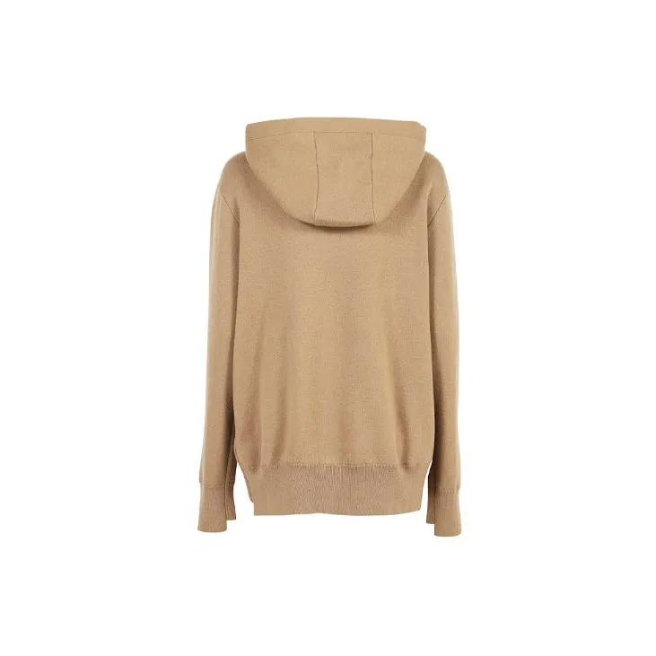 Burberry Logo Embroidered Drawstring Knit Hoodie-1