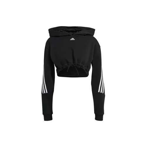 Adidas Crop Hoodie Sweatshirt Women's Black