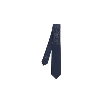 HERMES Ties Men Marine Blue/Cream