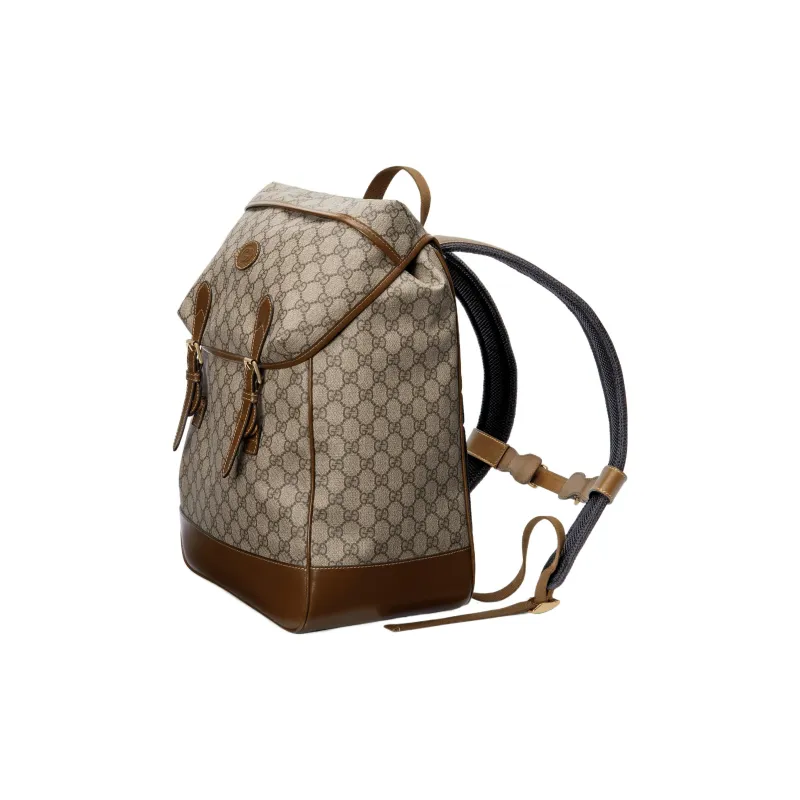 GUCCI Canvas With Leather Backpack Regular Men's Brown/Ebony-1