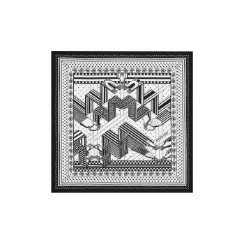 HERMES Silk Scarves Women's Black/White