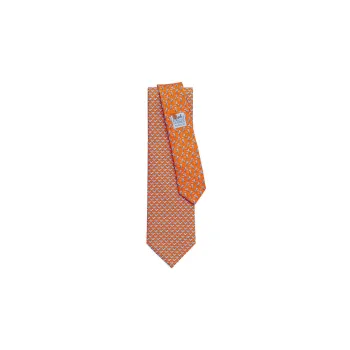 HERMES Ties Men Orange/Sky Blue/Gray