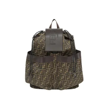 FENDI Cow Leather One Shoulder Handbag Backpack Large Size Men's Multicolor Brown