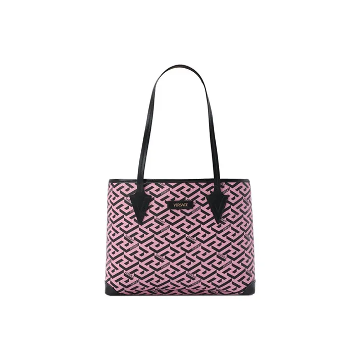 VERSACE Leather Trim Tote Bag Shopping Handbag Shoulder Bag Women's Pink-0