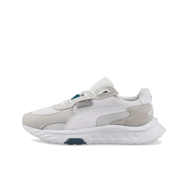 PUMA MAPF1 Wild Rider Motorsport Cushioned Slip-Resistant Lightweight Low-Top Casual Shoes Men's White Gray-0