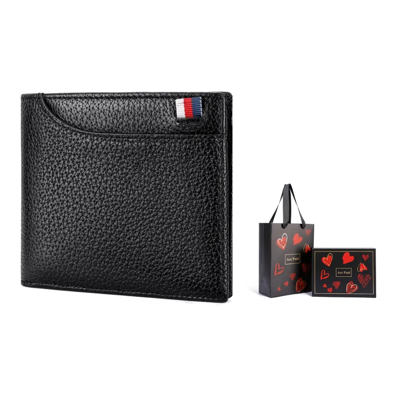 Ace Paul Cow Leather Wallet Men's Black-16