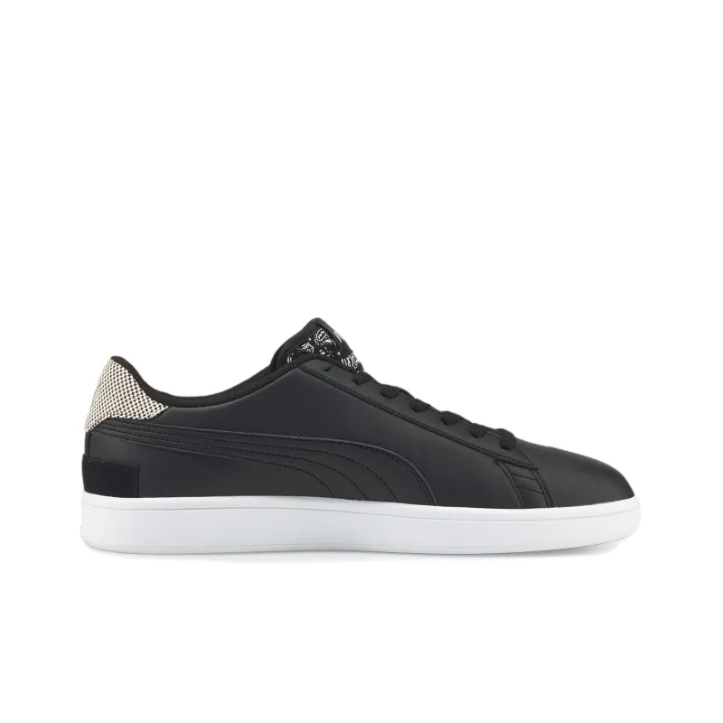 PUMA Smash V2 Patchwork Anti-Slip Wear-Resistant Low-Top Skateboard Shoes Men's Black White-1