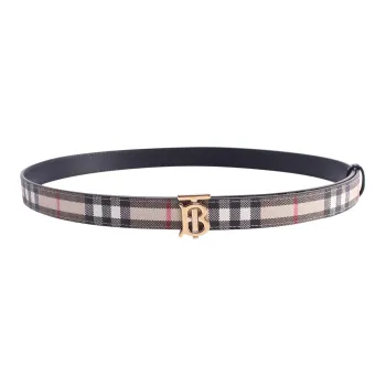 Burberry Vintage Plaid Double Sided Leather Leather Belts Unisex Beige/Black