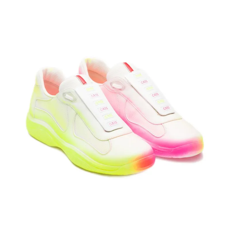 Cass x PRADA Rel3ase Slip-Resistant Low-Top Athletic Shoes Unisex Neon Yellow Pink Gradient-3
