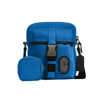 COACH Ma Nylon With Smooth Calfskin Combo Bag Shoulder Bag Crossbody Bag Small Size Men's Blue