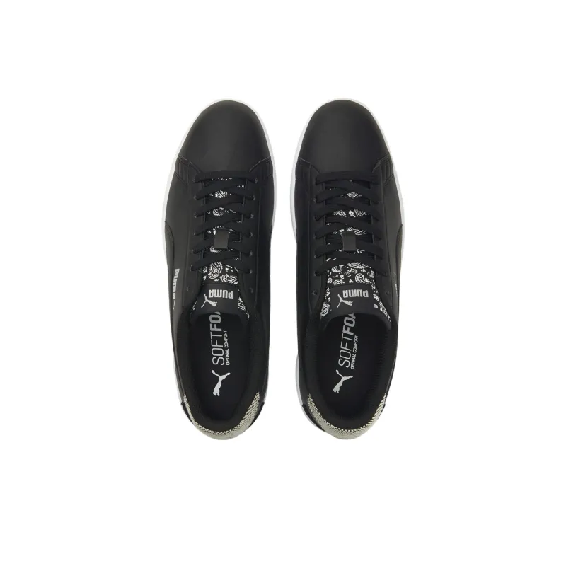 PUMA Smash V2 Patchwork Anti-Slip Wear-Resistant Low-Top Skateboard Shoes Men's Black White-2