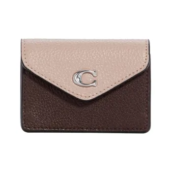 COACH Tammie Pebbled Leather Wallet Women's Brown & Pink