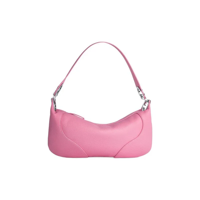 By Far Amira Grained Cow Leather Shoulder Bag Handbag Shoulder Bag Large Size Women's Pink-0