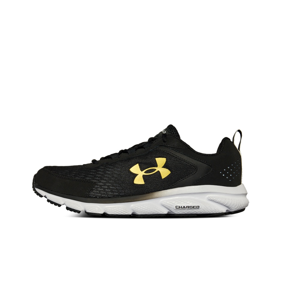 Under Armour Charged Assert 9 Running Shoes Men Low Top Black Gold POIZON