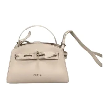 Furla Margherita Collection Leather Patchwork Calfskin Handbag Shoulder Bag Crossbody Bag Mini Women's Ecru